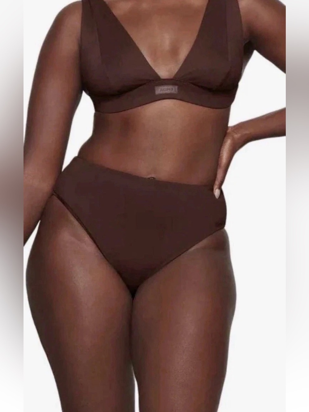 Skims Plunge Bikini Top & Bottom in Cocoa brown Size Medium